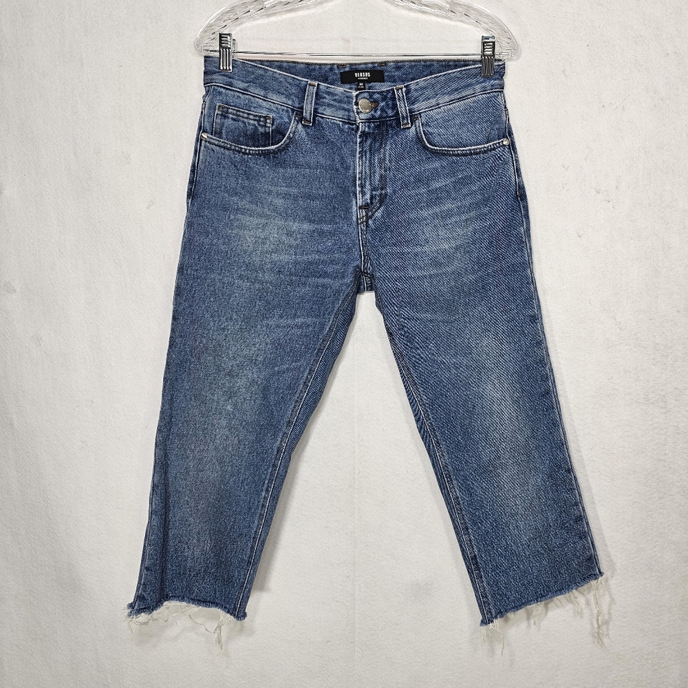 Gianni Versace Versus Amore Please Medium Wash Denim Skinny Cut Off Jeans 30